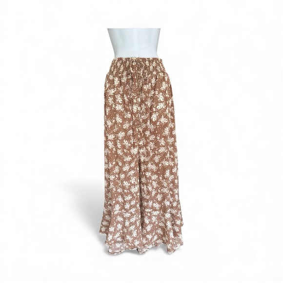 Promesa-Brown & Cream  Maxi Skirt with front slit and button detail. - Picture 2 of 7
